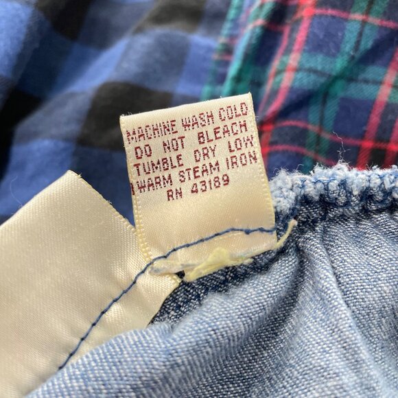 Vintage 90s Susan Bristol Patchwork Skirt Size 10 Plaid Denim Flannel Chambray - Picture 7 of 10